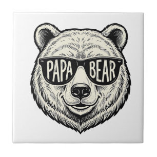 Papa Beer Zonnebril Beer Hoofd Vector Design_1 Tegeltje