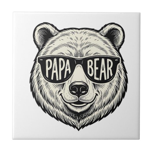 Papa Beer Zonnebril Beer Hoofd Vector Design_1 Tegeltje (Voorkant)