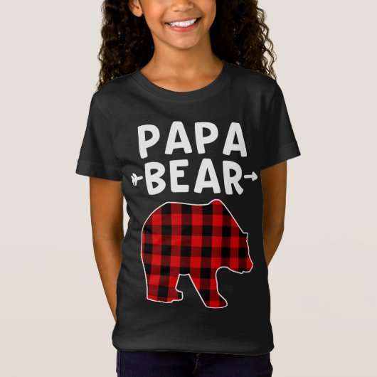 Papa Beer Zwart en Rood Plaid Beer Opa Kerstmis T-shirt (Voorkant)