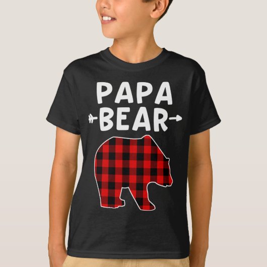 Papa Beer Zwart en Rood Plaid Beer Opa Kerstmis T-shirt (Voorkant)