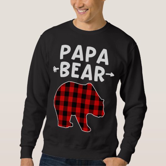 Papa Beer Zwart en Rood Plaid Beer Opa Kerstmis Trui (Voorkant)