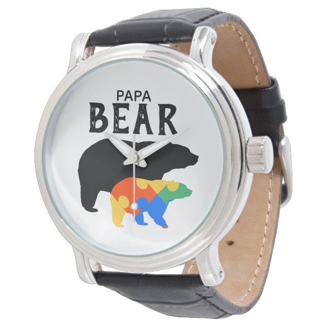Papa Beertje Autisme Bewustzijn Horloge (Gekanteld)