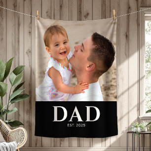 Papa Begon Met Moderne Zwarte Foto Fleece Deken
