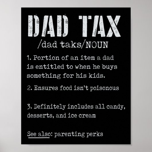 Papa Belasting Definitie Mannen Grappig Vaderdag 4 Poster (Voorkant)