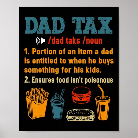 Papa Belasting Definitie Mannen Grappig Vaderdag 7 Poster (Voorkant)