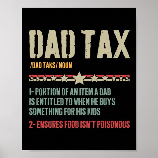 Papa Belasting Definitie Sarcastisch Grappig Vader Poster (Voorkant)