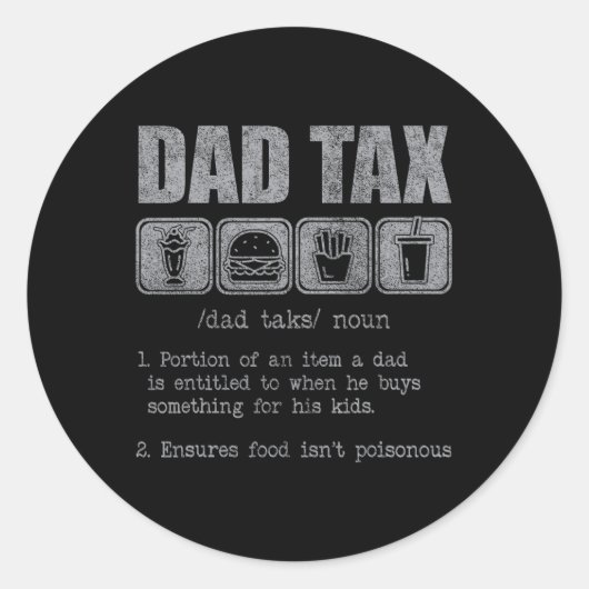 Papa Belastingdefinitie Grappig Papa Belastinggrap Ronde Sticker (Voorkant)