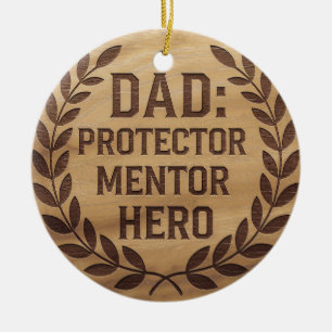Papa: Beschermer, Mentor, Held: Gegraveerde Afbeel Keramisch Ornament