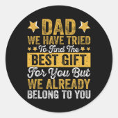 Papa Beste Cadeau Van Kinder Vaderdag Kerstmis Ronde Sticker (Voorkant)