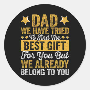 Papa Beste Cadeau Van Kinder Vaderdag Kerstmis Ronde Sticker