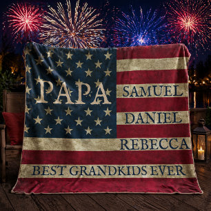 PAPA beste kleinkinderen namen Vintage Amerikaanse Fleece Deken