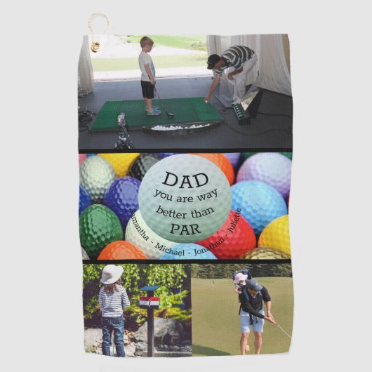 Papa beter dan Par Gepersonaliseerde Fotocollage Golfhanddoek (Voorkant)