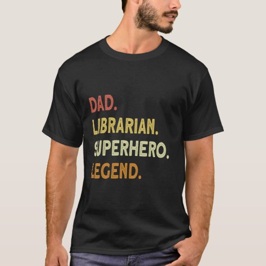 Papa bibliothecaris superheld legende t-shirt (Voorkant)