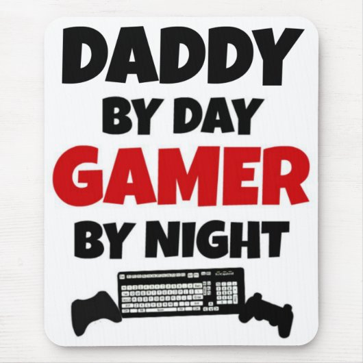 Papa bij dag Gamer bij nacht Muismat (Voorkant)