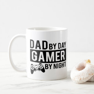 Papa bij dag gamer bij nacht word art koffiemok