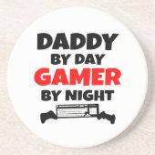 Papa bij dag Gamer bij nacht Zandsteen Onderzetter (Voorkant)