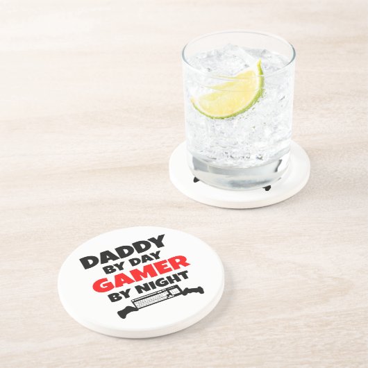 Papa bij dag Gamer bij nacht Zandsteen Onderzetter (Zijkant)