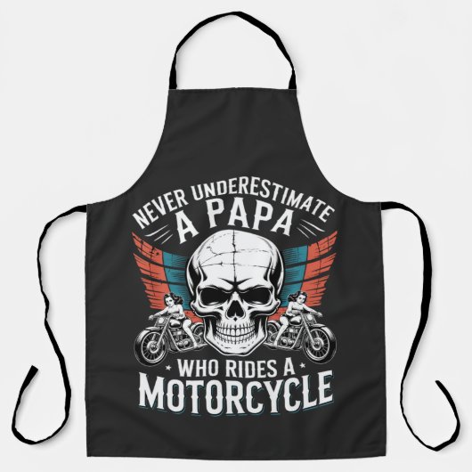 Papa Biker Die Een Motor Rijdt Schort (Voorkant)
