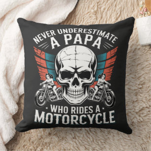 Papa Biker Die Op Een Motor Rijdt Kussen