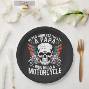Papa Biker Die Op Een Motor Rijdt Papieren Bordje