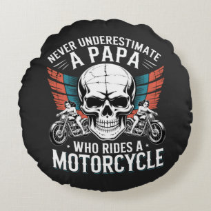 Papa Biker Die Op Een Motor Rijdt Rond Kussen