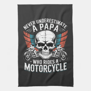 Papa Biker Die Op Een Motor Rijdt Theedoek