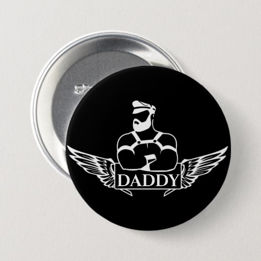 Papa (biker/leder) ronde button 7,6 cm (Voorkant /achterkant)