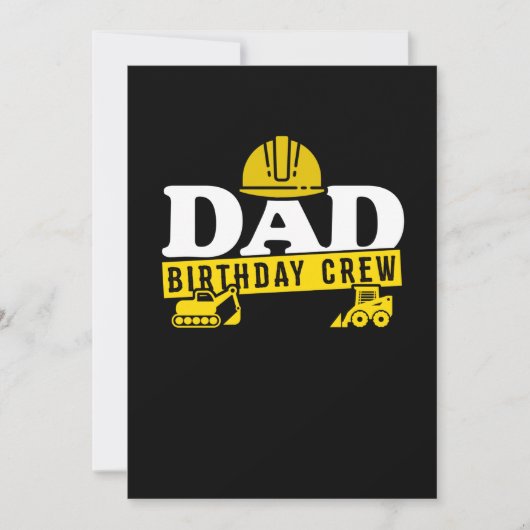 Papa Birthday Crew Construction Theme Bda Party Save The Date (Voorkant)