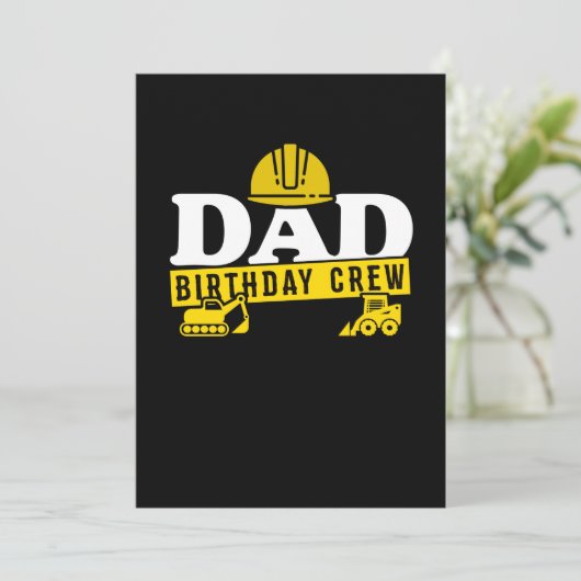Papa Birthday Crew Construction Theme Bda Party Save The Date (Staand voorkant)