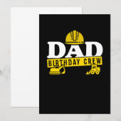 Papa Birthday Crew Construction Theme Bda Party Save The Date (Voorkant / Achterkant)