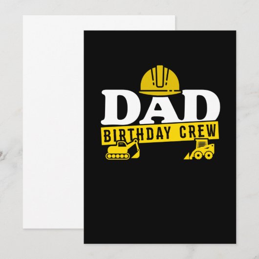 Papa Birthday Crew Construction Theme Bda Party Save The Date (Voorkant / Achterkant)