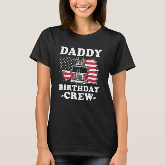 Papa Birthday Crew Fireman American Flag Thin Red T-shirt (Voorkant)