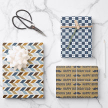 Papa Birthday Wrapping Paper Flat Sheet Set 3