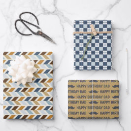 Papa Birthday Wrapping Paper Flat Sheet Set 3