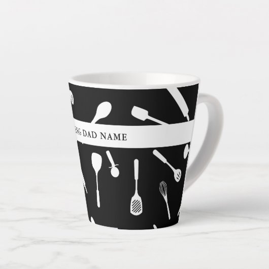 Papa Black Kitchen Tool Pattern Latte Mok (Rechterhoek)