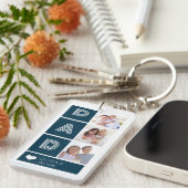 Papa Blauw Hart Foto's Vaderdag Sleutelhanger (Voorkant Rechts)