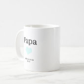 Papa, blauw hart, Single Photo Custom Koffiemok (Voorkant links)