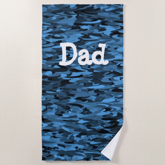Papa Blauw Zwart Strandlaken (Voorkant)