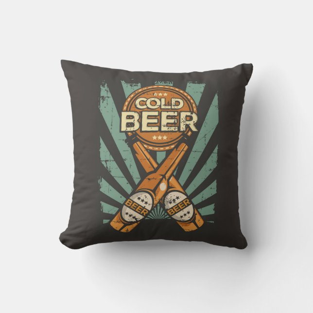 Papa Blauwe Strips Koud bier Kussen (Voorkant)