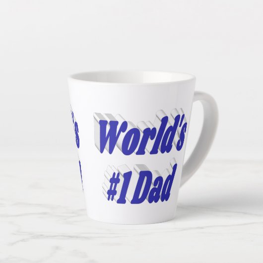 Papa blauwe tekst Vaderdag Latte Mok (Rechterhoek)