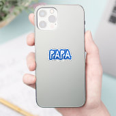 papa | Blue Dad Bubble Letter Sticker (Telefoon)
