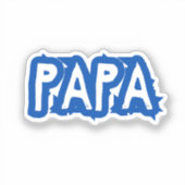 papa | Blue Dad Bubble Letter Sticker (Voorkant)