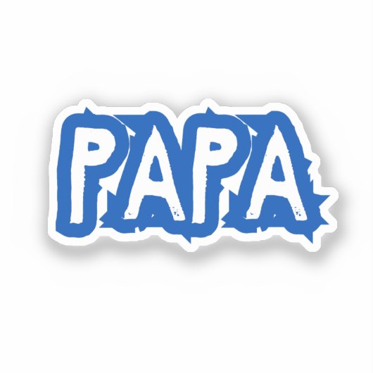 papa | Blue Dad Bubble Letter Sticker (Voorkant)