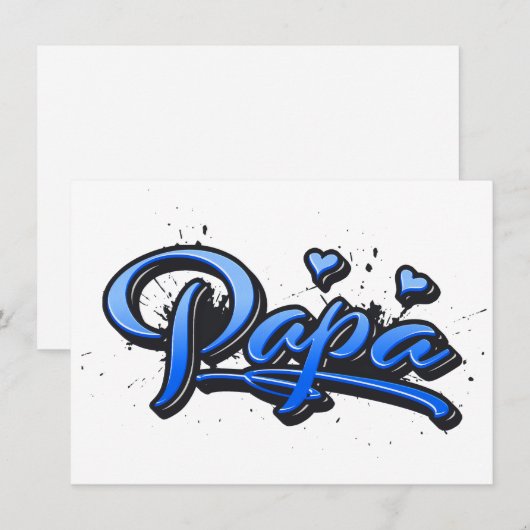 Papa blue Heart Graffiti Karte (Voorkant / Achterkant)