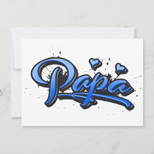 Papa blue Heart Graffiti Karte (Voorkant)
