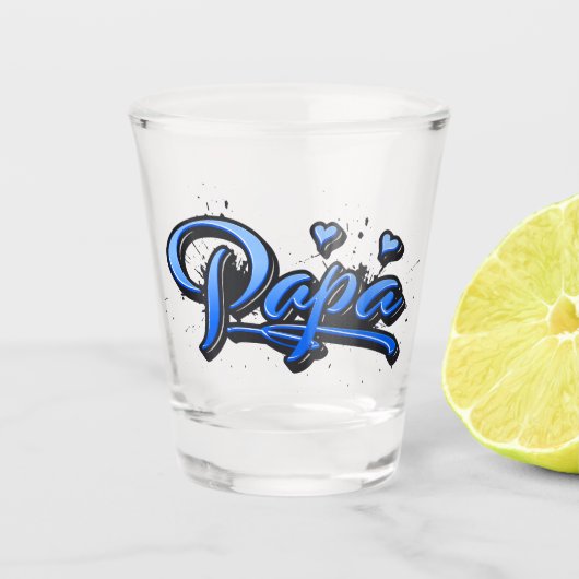 Papa blue Heart Graffiti Schnapsglas Glas (Voorkant)