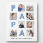 PAPA Blue Letters Grandpa Photo Collage Keepomwill Fotoplaat (Voorkant)