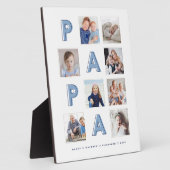 PAPA Blue Letters Grandpa Photo Collage Keepomwill Fotoplaat (Zijkant)