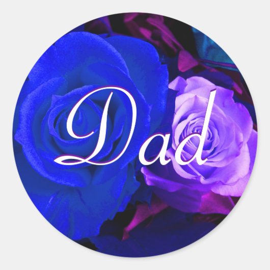 Papa Blue Paars Roos Sticker (Voorkant)