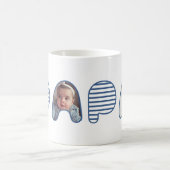 Papa Blue Stripe Bubble Lettering Fotocollage Koffiemok (Center)